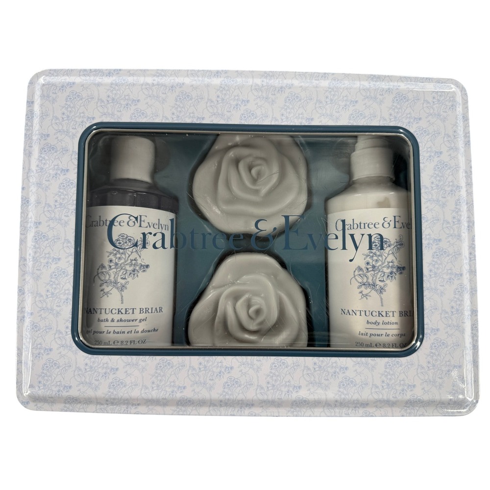 Crabtree &‎ Evelyn Nantucket Briar Bath Set Shower Gel Body Lotion Rose Soaps